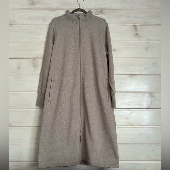 DULUTH Trading Co. Women's Souped-Up Fleece Zip Up Robe Beige Size XL Cozy Warm - Picture 3 of 15